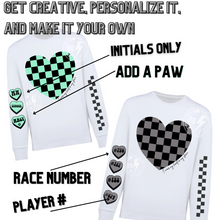 Load image into Gallery viewer, PRE-ORDER HEART ON MY SLEEVE (MAMA,GRANDMA,NANA,SOLID HEART ETC)