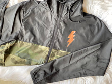 Load image into Gallery viewer, Camo/Black Bolted MaMa Camo Windbreaker-CUSTOMIZE YOUR OWN