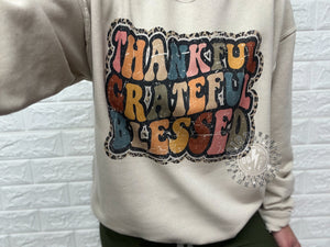 RETRO GRATEFUL THANKFUL BLESSED CREWNECK