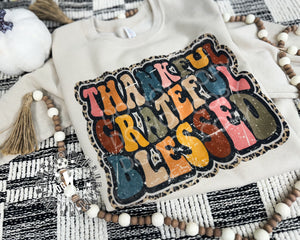 RETRO GRATEFUL THANKFUL BLESSED CREWNECK