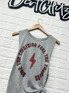 SMALL RIDE THE LIGHTNING, FEEL THE THUNDER MUSCLE TANK(WOMENS FIT)
