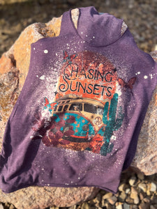 SMALL ACID WASH CHASING SUNSETS TANK- WOMEN'S FIT