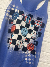 Load image into Gallery viewer, ACID WASH USA CHECKERED HAPPY TANK WOMEN&#39;S FIT
