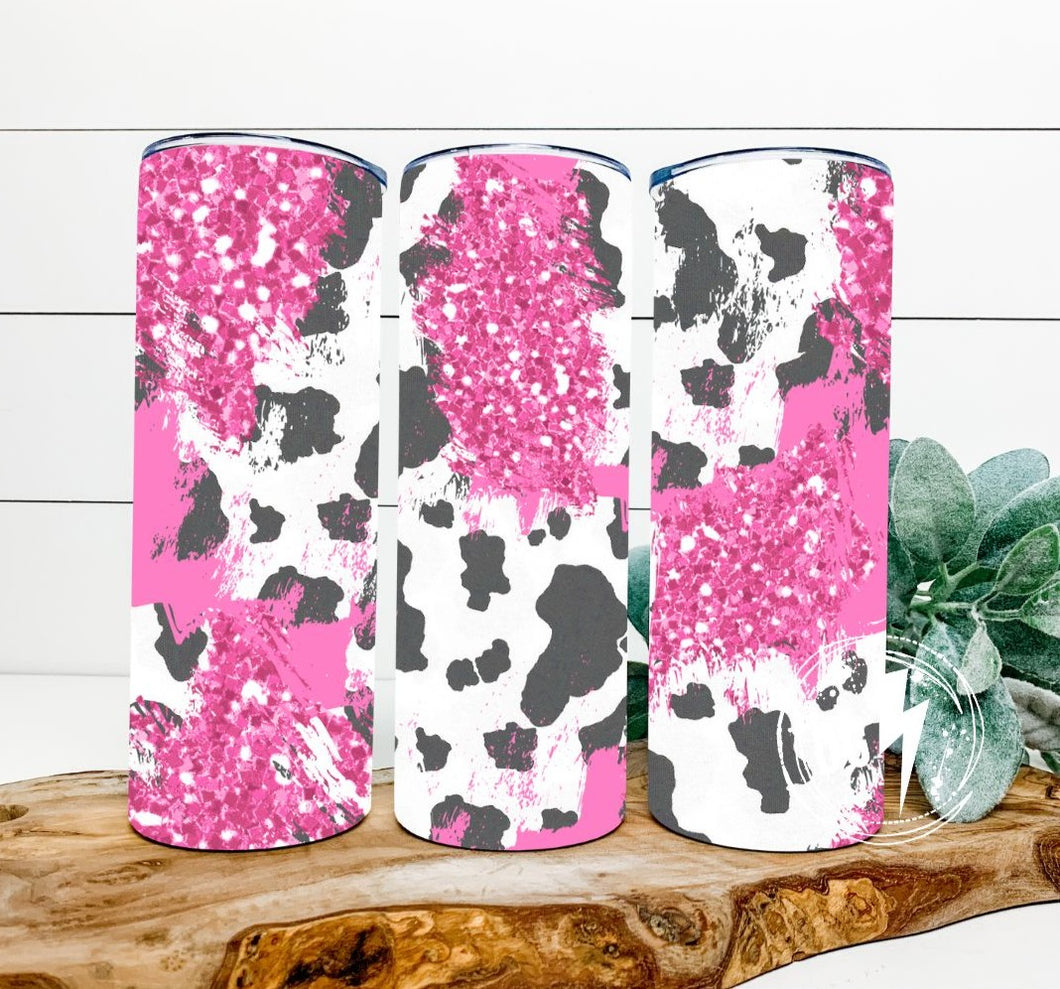 COWHIDE AND GLITTER TUMBLER