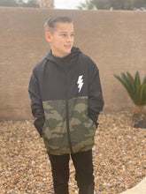 Load image into Gallery viewer, Black/Camo YOUTH Windbreaker
