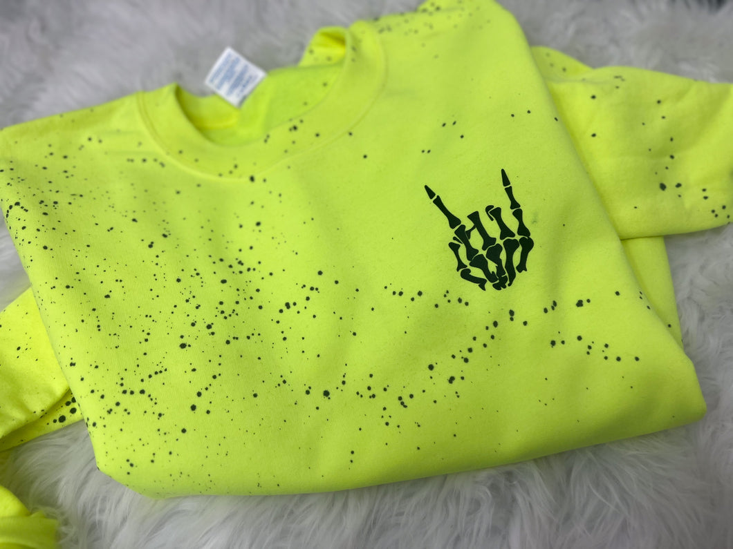 NEON ROCK ON SPLATTER CREW- READY TO SHIP