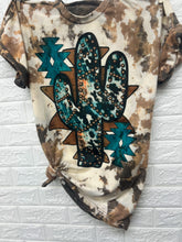 Load image into Gallery viewer, COWHIDE + TURQUOISE CACTUS TEE
