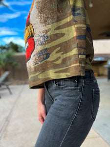 BITE THE BUIIET CAMO TEE(AVAILABLE IN CROP OR REGULAR SIZE LENGTH TEE)